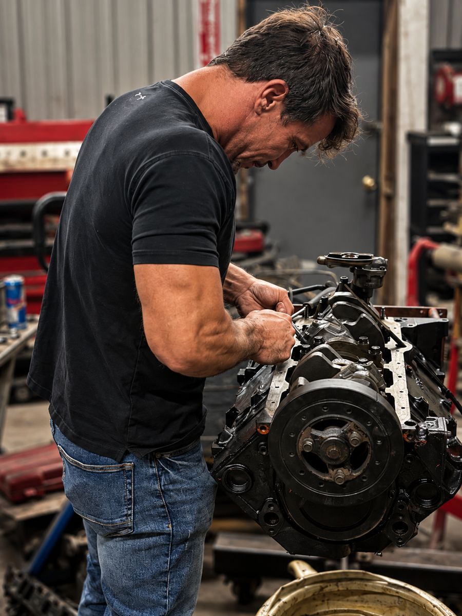 Chris rebuilding an engine